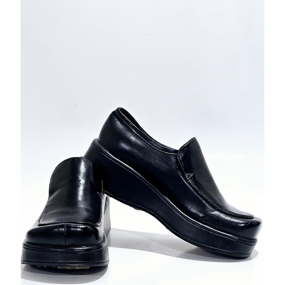 Vtg Deadstock Aldo Y2K Chunky Platform Black Slides Sz 8 Goth Grunge Office Goth